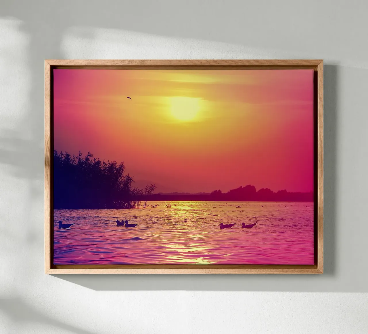 Zomerdroom - Delta Zonsondergang Print canvas met Baklijst van jay