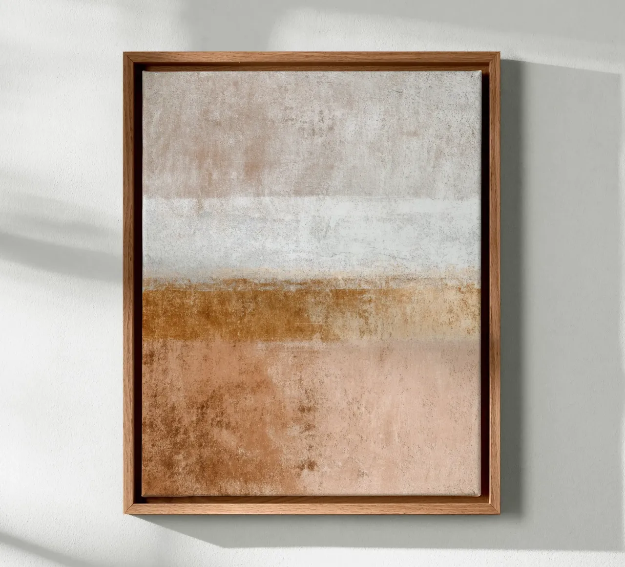Textured Minimalist Abstract Painting in Soft Warm Tones canvas with Floater frame by Artbyvo