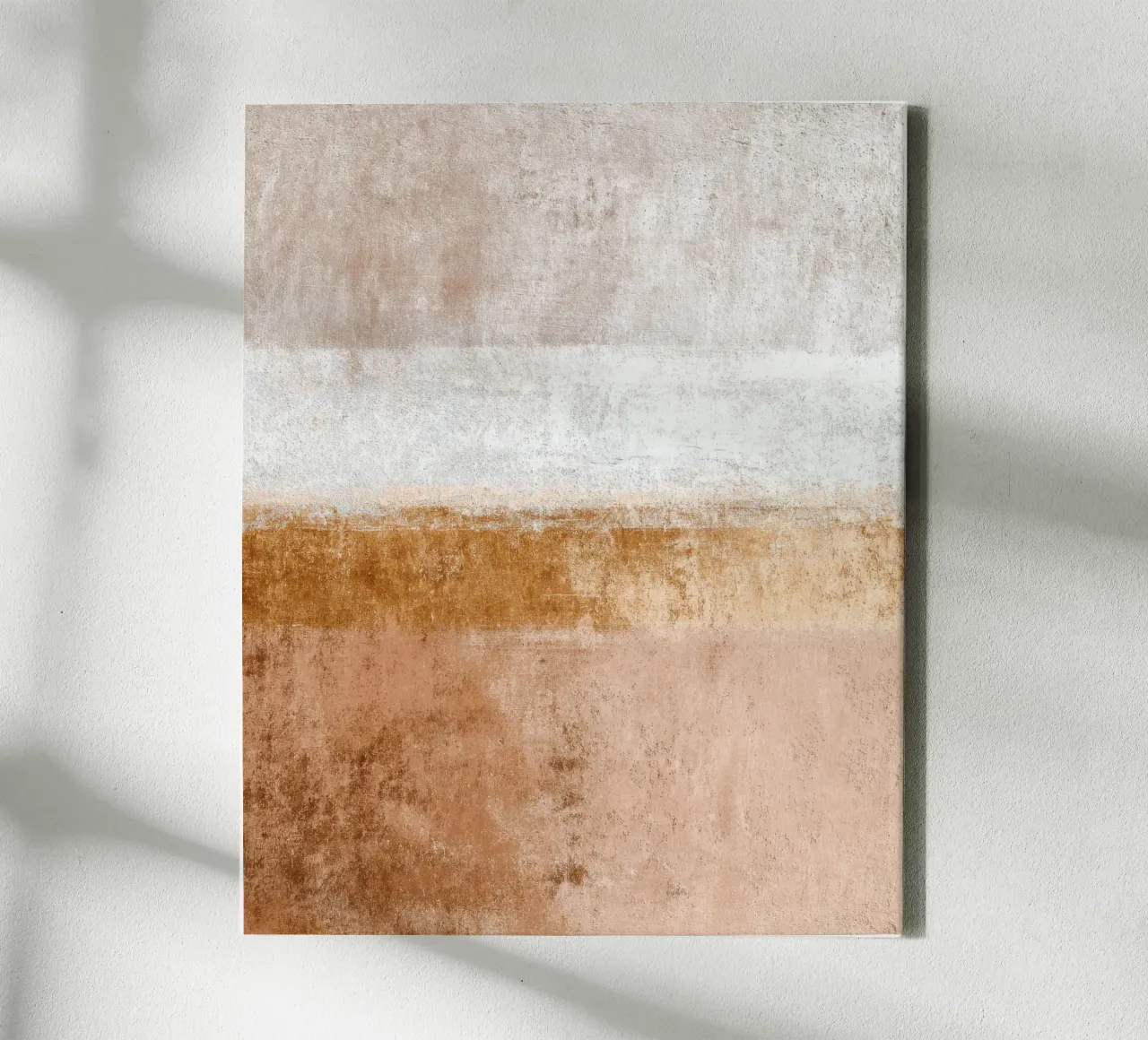 Textured Minimalist Abstract Painting in Soft Warm Tones canvas with Floater frame by Artbyvo
