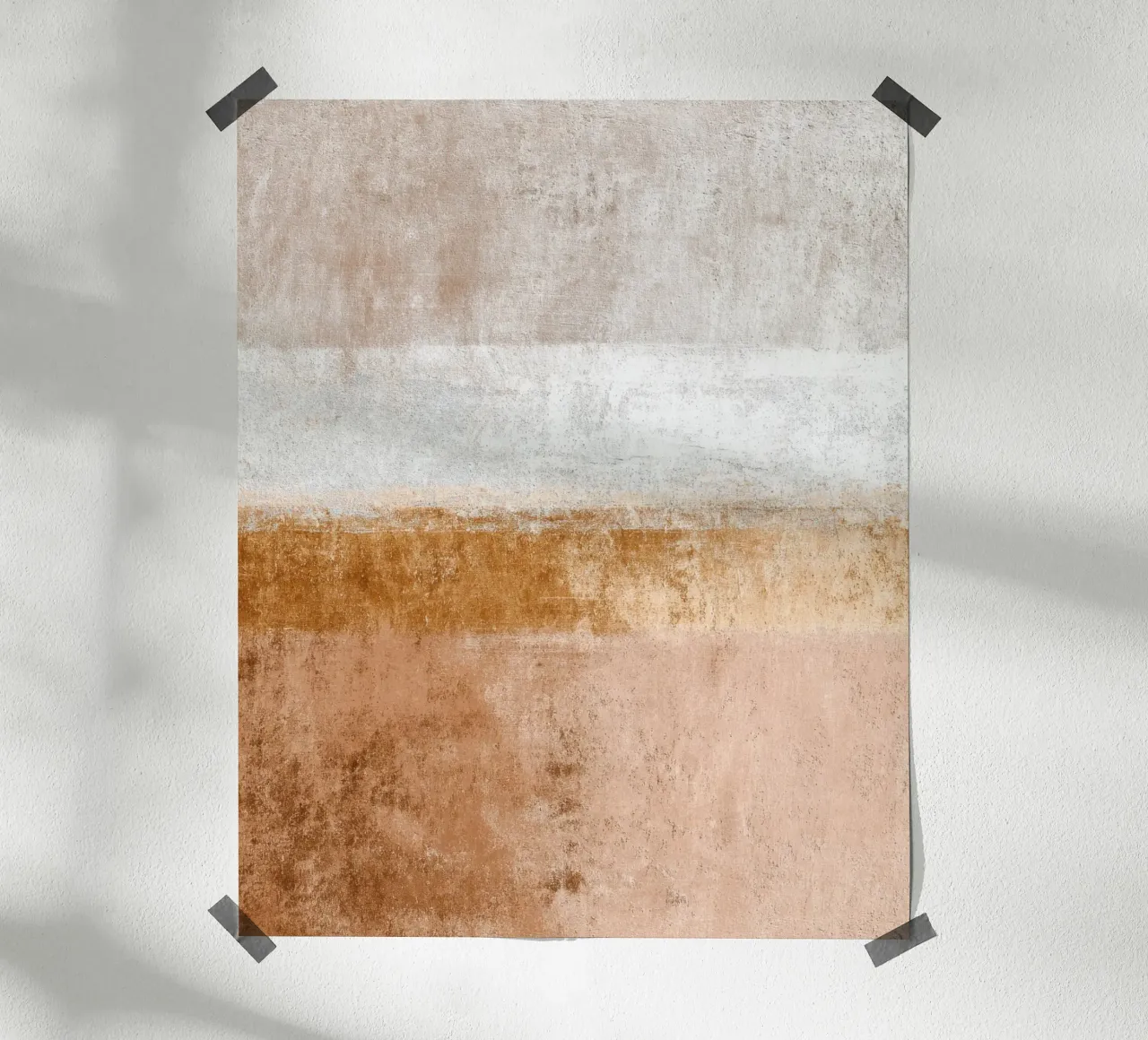Textured Minimalist Abstract Painting in Soft Warm Tones poster with aluminum frame by Artbyvo
