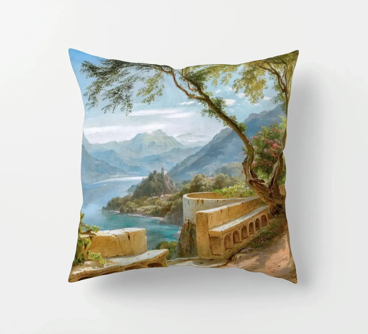 A monk and a novice at an Italian loggia cuscino da apoloprints