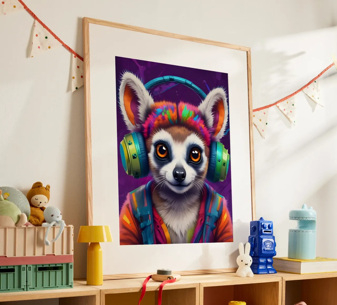 Lemure melomane poster con telaio in legno da MakArena