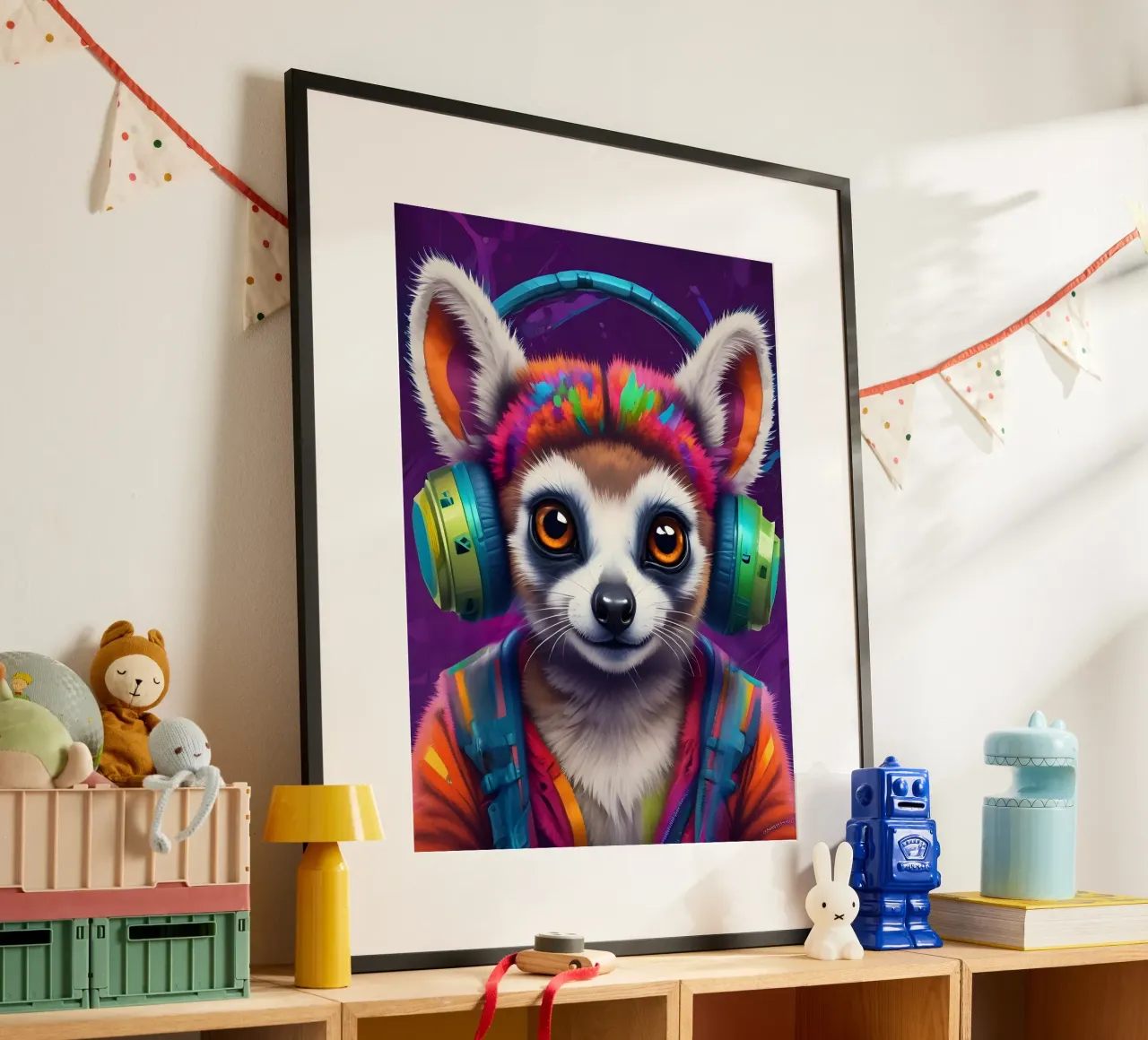 Lemure melomane poster con telaio in legno da MakArena