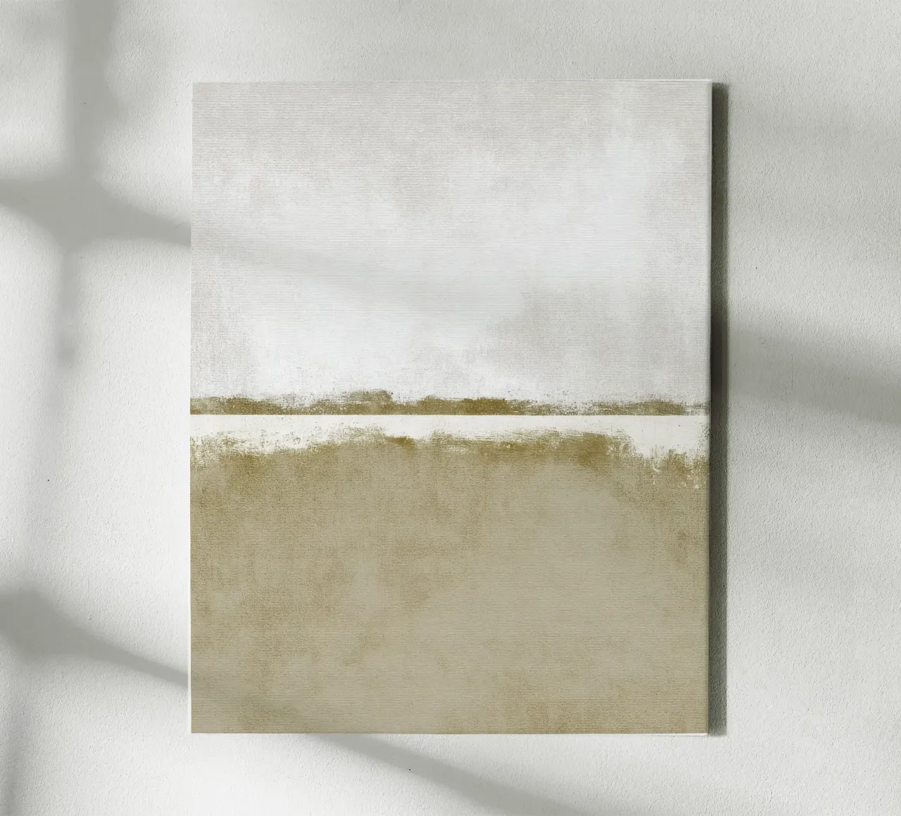 Minimalist Textured Abstract Painting in Olive Beige Tones canvas with Floater frame by Artbyvo