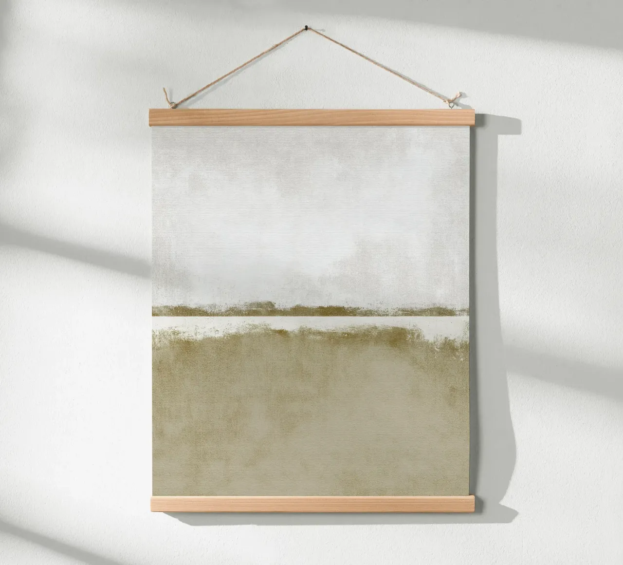 Minimalist Textured Abstract Painting in Olive Beige Tones poster by Artbyvo