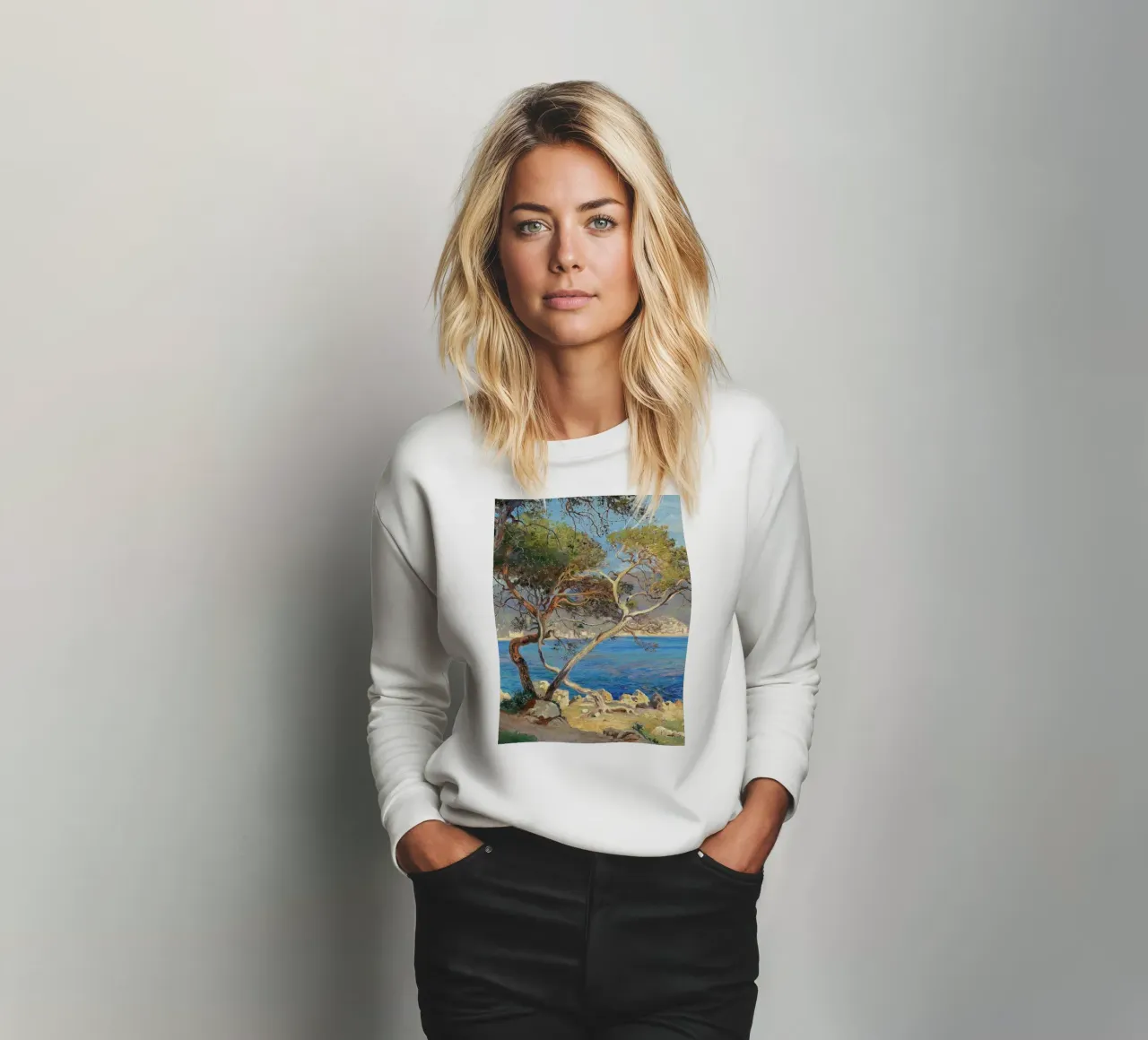 Pine trees at Cap Martin Coastal Landscape felpa da apoloprints