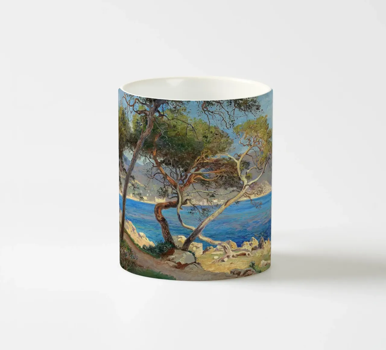 Pine trees at Cap Martin Coastal Landscape tazza in ceramica da apoloprints