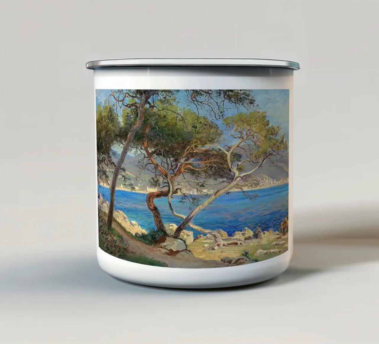 Pine trees at Cap Martin Coastal Landscape tazza in smalto da apoloprints