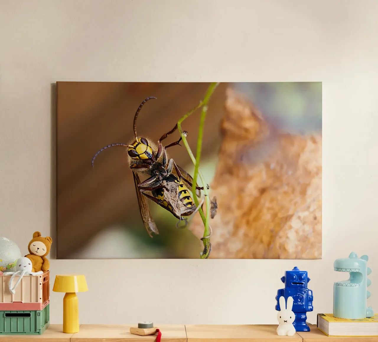 Mirada de abeja - Impresión artística de primer plano lienzo con Marco flotante de jay