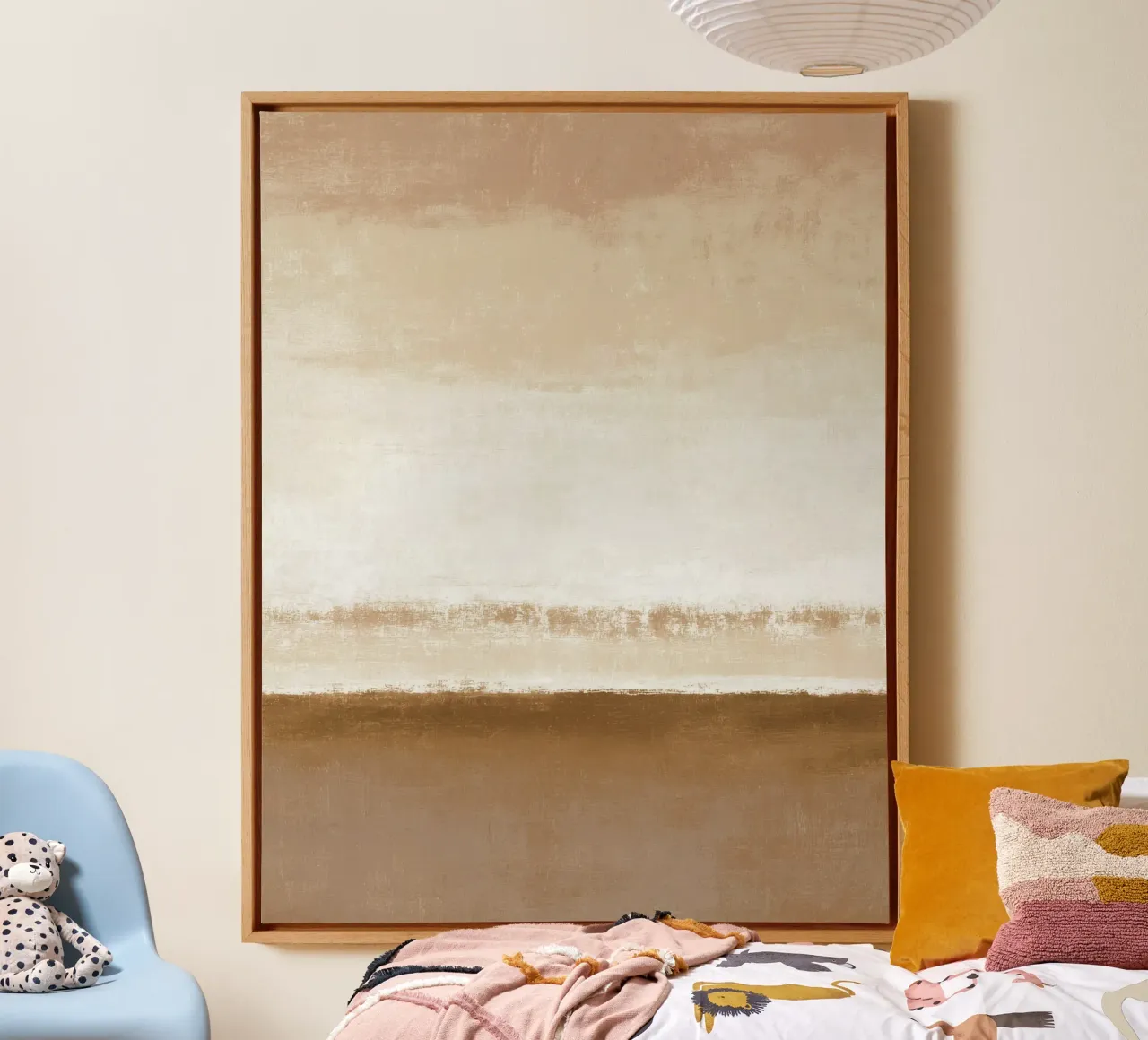 Textured Minimalist Abstract Painting in Warm Earthy Shades canvas with Floater frame by Artbyvo