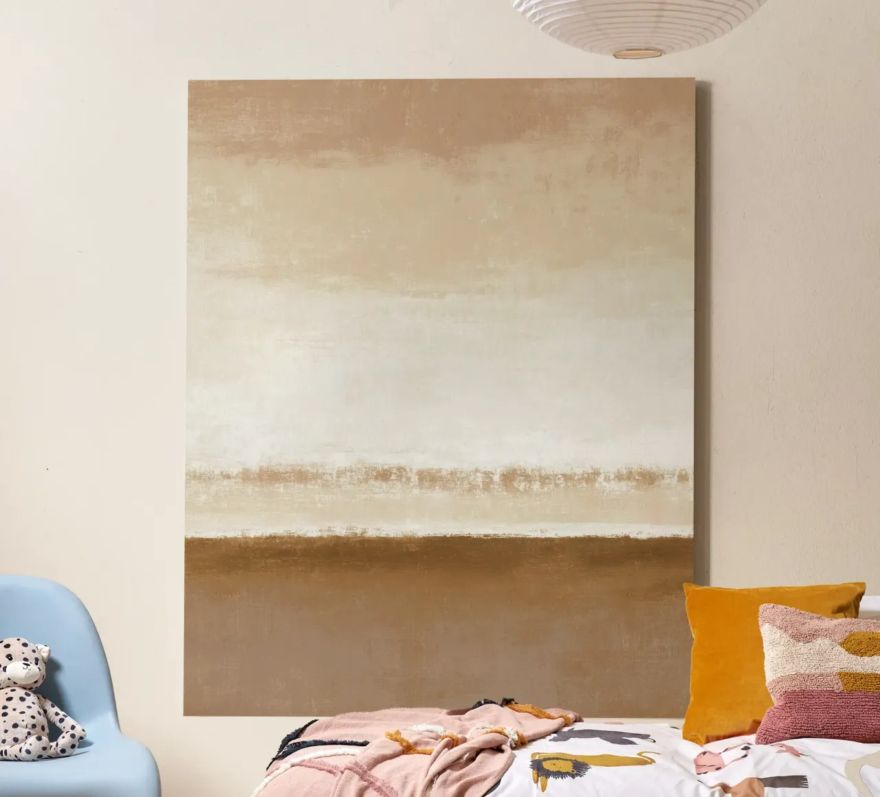 Textured Minimalist Abstract Painting in Warm Earthy Shades canvas with Floater frame by Artbyvo