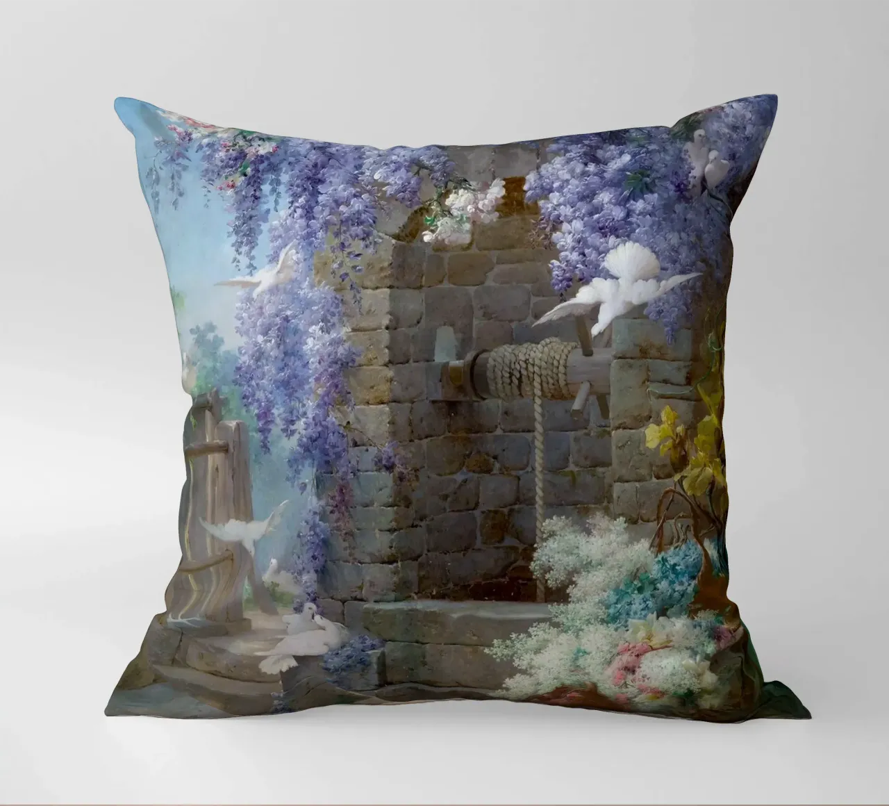 Spring with Wisteria Landscape cuscino da apoloprints