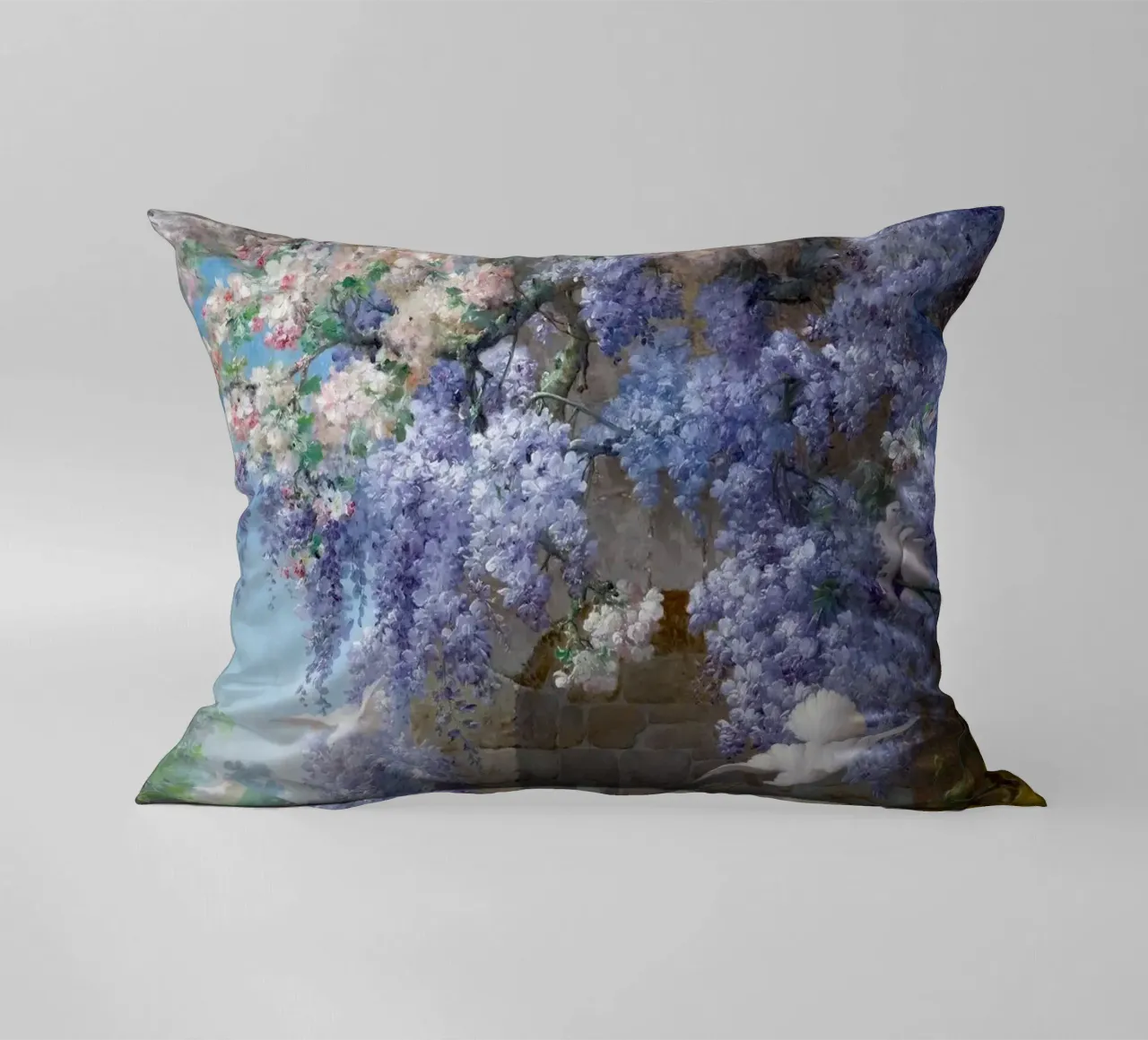 Spring with Wisteria Landscape cuscino da apoloprints