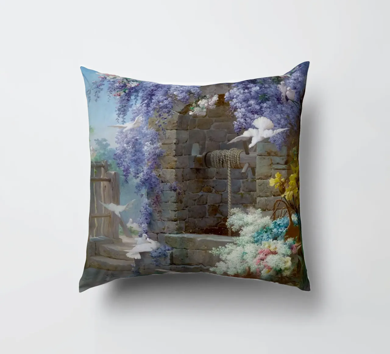 Spring with Wisteria Landscape cuscino da apoloprints