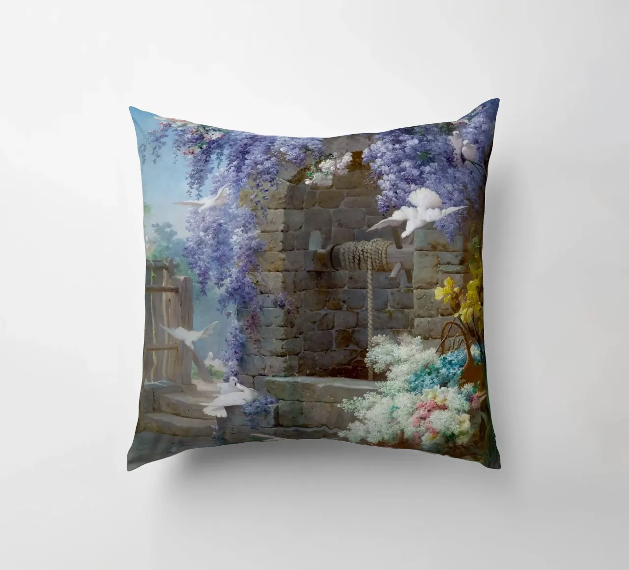 Spring with Wisteria Landscape cuscino da apoloprints