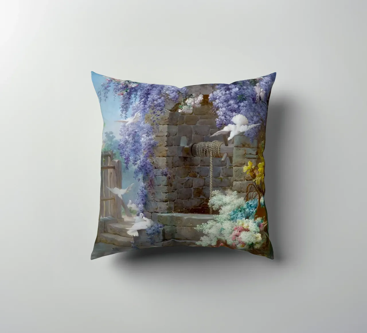 Spring with Wisteria Landscape cuscino da apoloprints