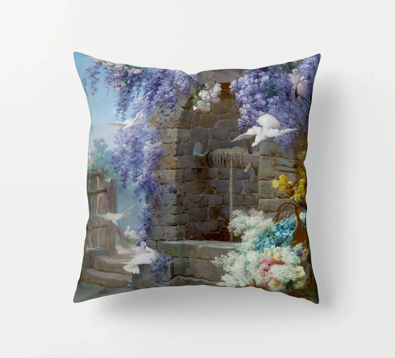 Spring with Wisteria Landscape cuscino da apoloprints