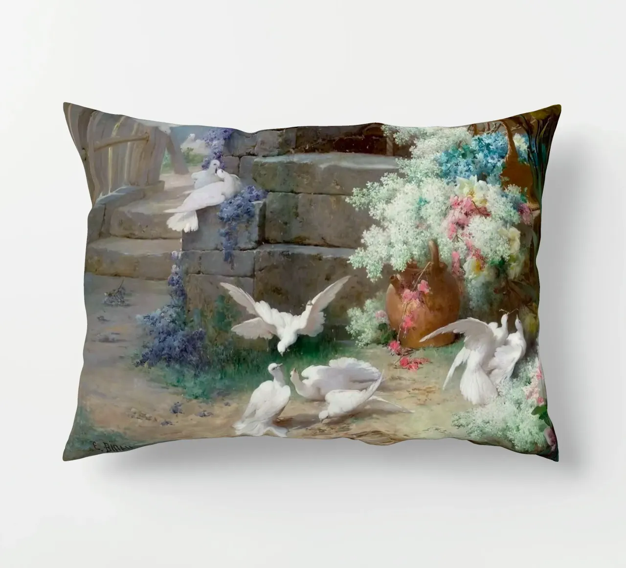 Spring with Wisteria Landscape cuscino da apoloprints