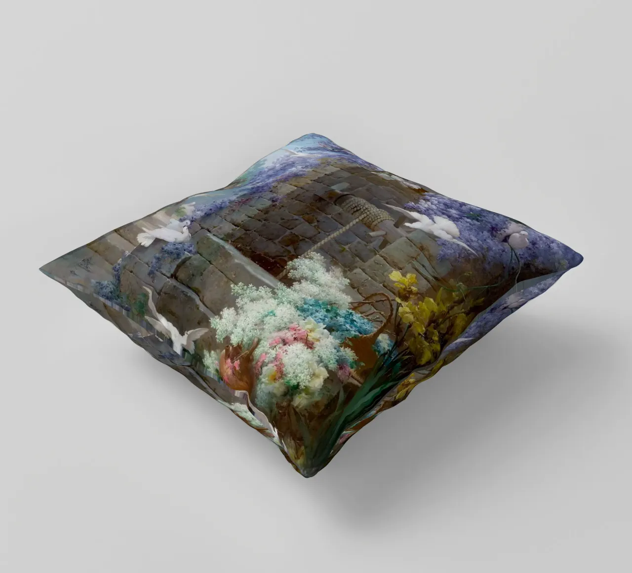 Spring with Wisteria Landscape cuscino da apoloprints