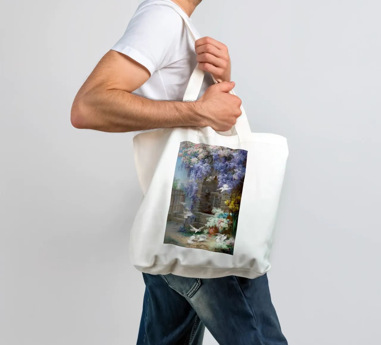 Spring with Wisteria Landscape borsa in juta da apoloprints