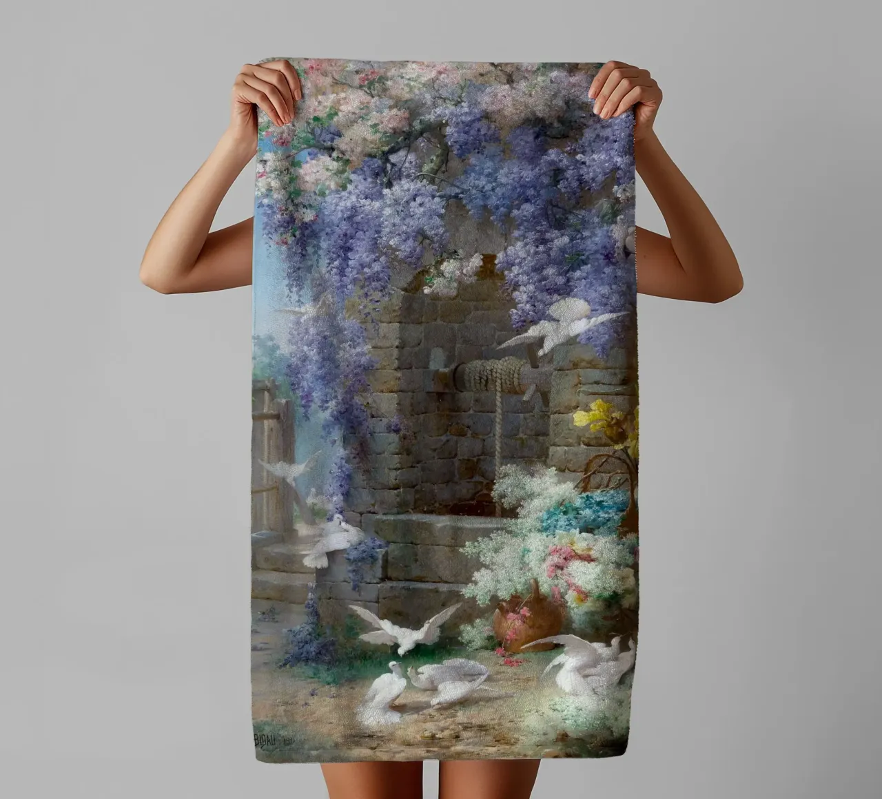 Spring with Wisteria Landscape asciugamano da bagno da apoloprints