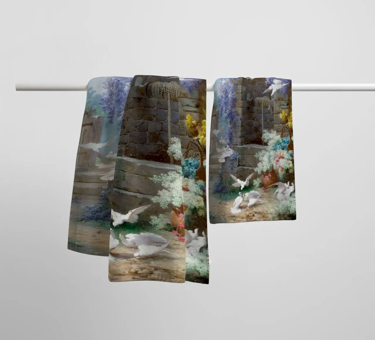 Spring with Wisteria Landscape asciugamano da bagno da apoloprints
