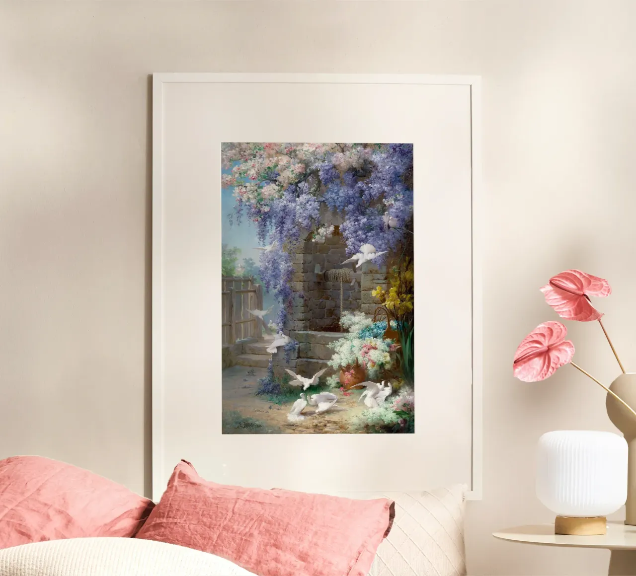 Spring with Wisteria Landscape poster con telaio in alluminio da apoloprints
