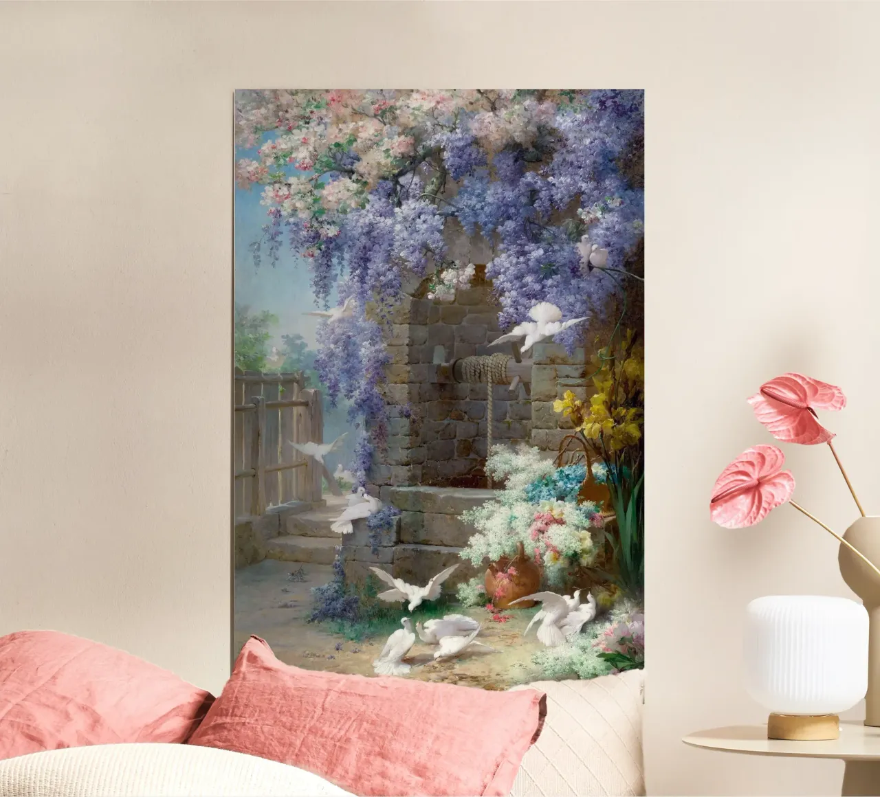 Spring with Wisteria Landscape poster con telaio in alluminio da apoloprints
