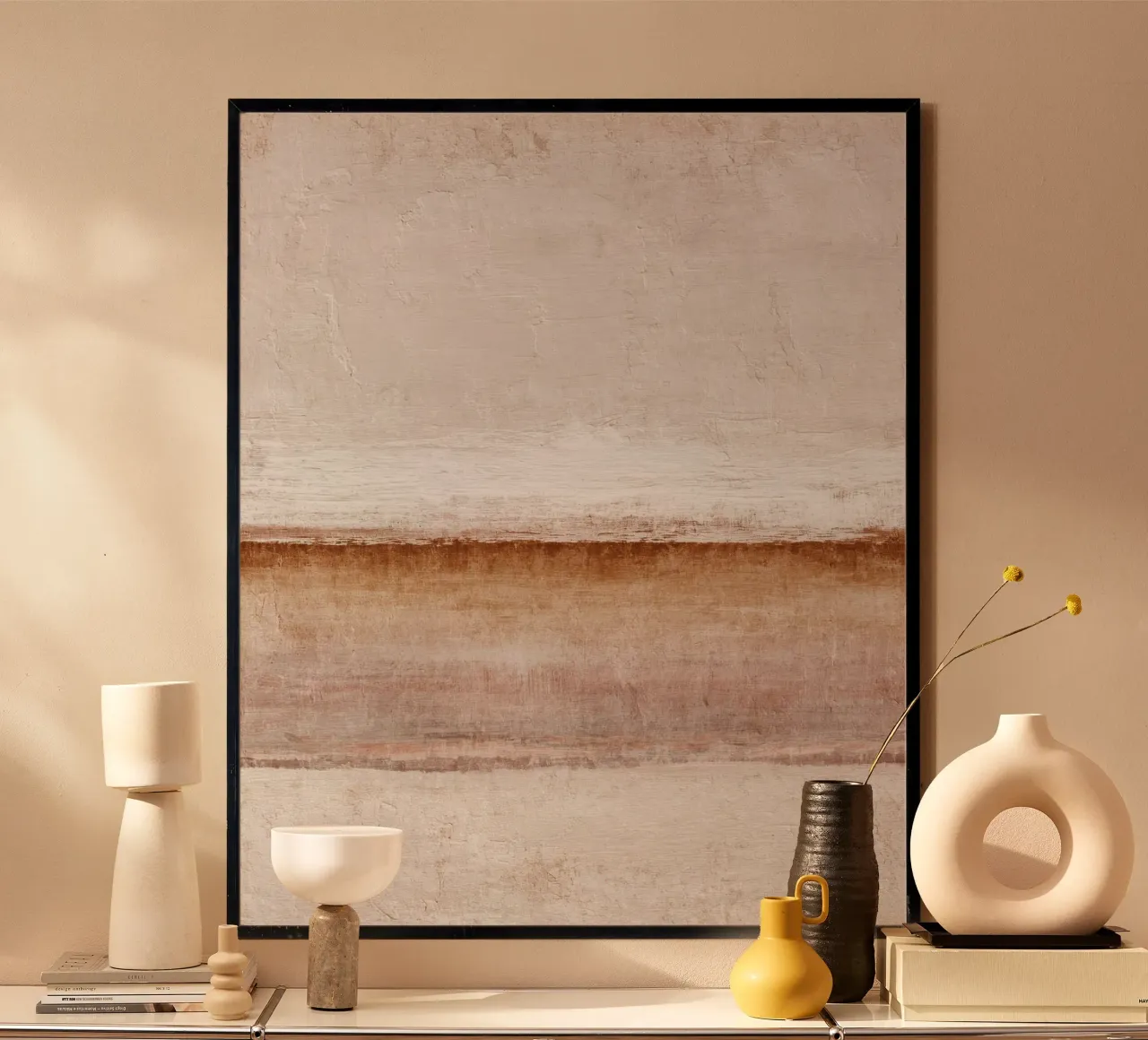 Minimalist Abstract Painting with Soft Textured Layers poster with aluminum frame by Artbyvo
