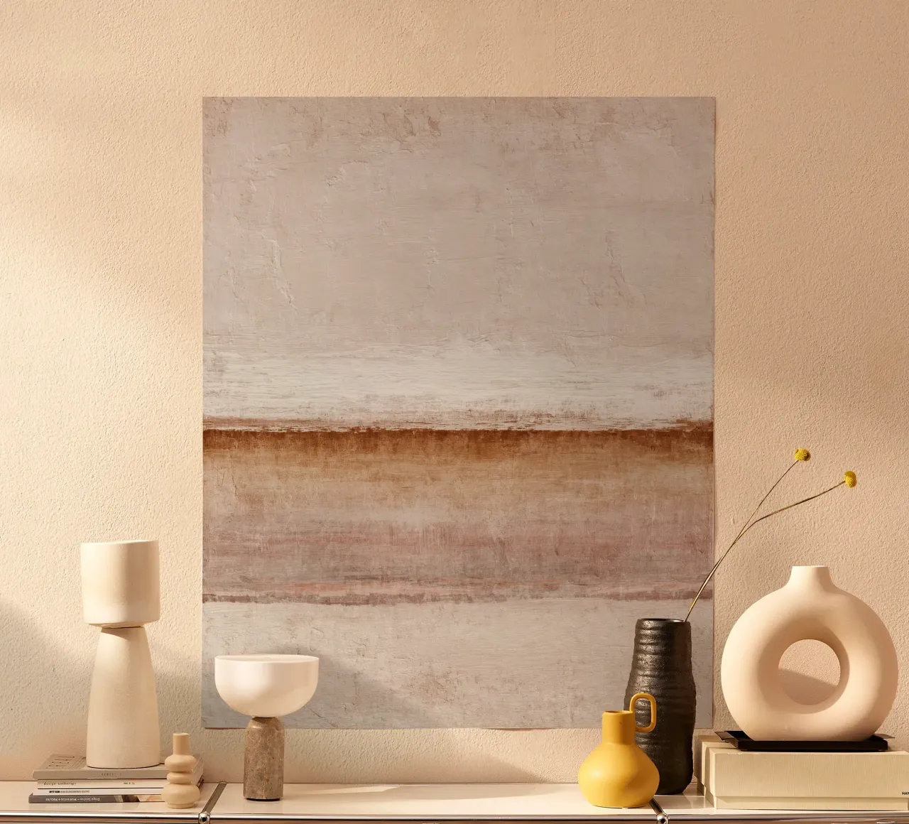 Minimalist Abstract Painting with Soft Textured Layers poster with aluminum frame by Artbyvo
