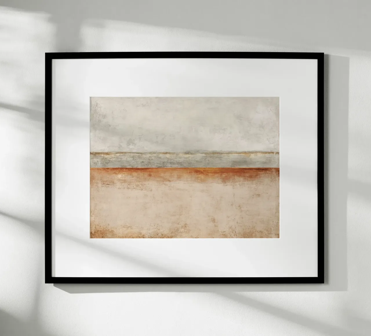 Minimalist Textured Abstract Painting in Beige and Gray poster with aluminum frame by Artbyvo
