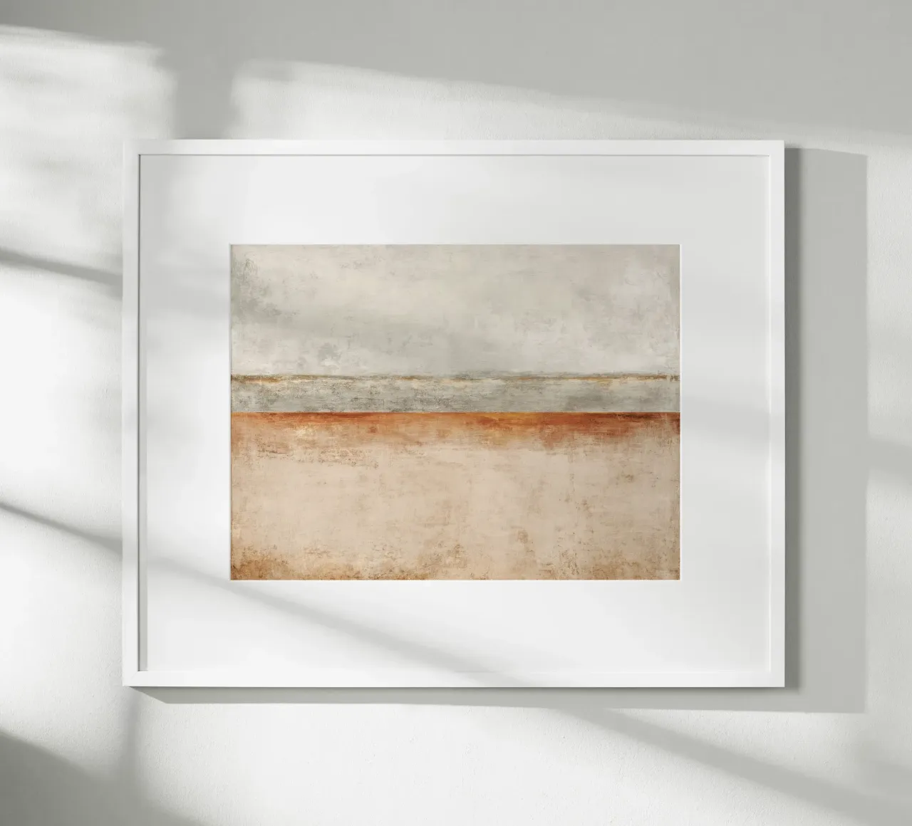 Minimalist Textured Abstract Painting in Beige and Gray poster with aluminum frame by Artbyvo