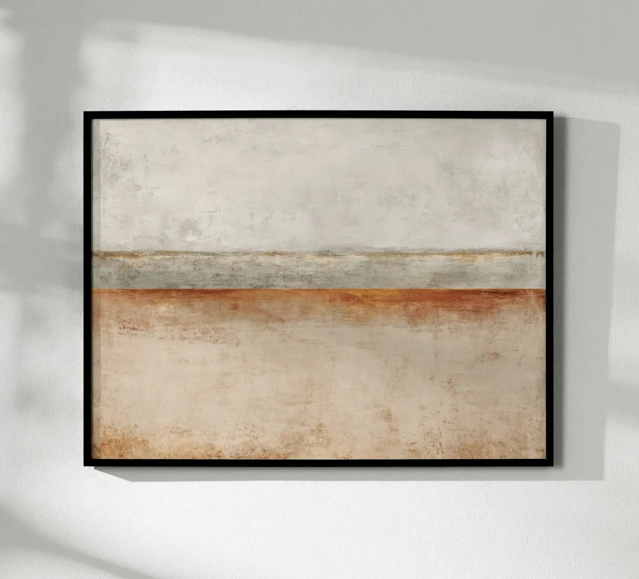 Minimalist Textured Abstract Painting in Beige and Gray poster with aluminum frame by Artbyvo