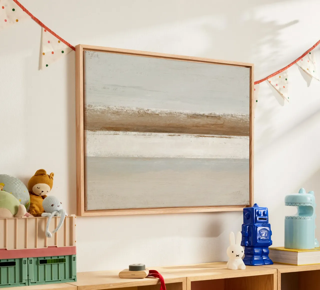 Pittura astratta minimalista con texture in beige e bianco plexiglass da Artbyvo