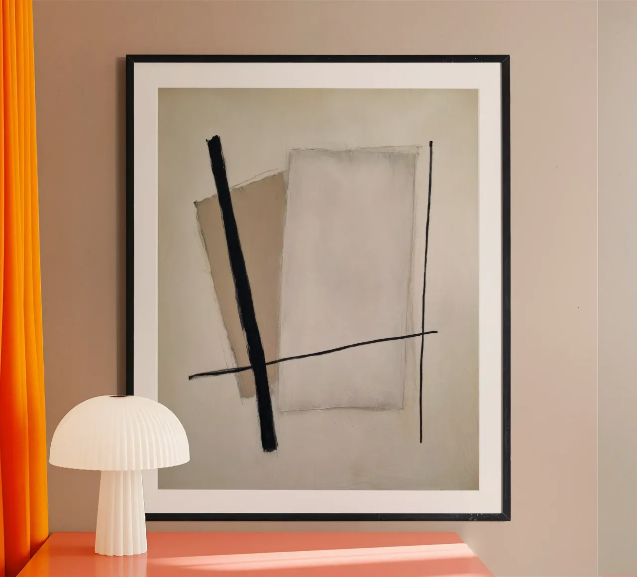 Minimalist Geometric Abstract Painting in Neutral Beige Tone poster by Artbyvo