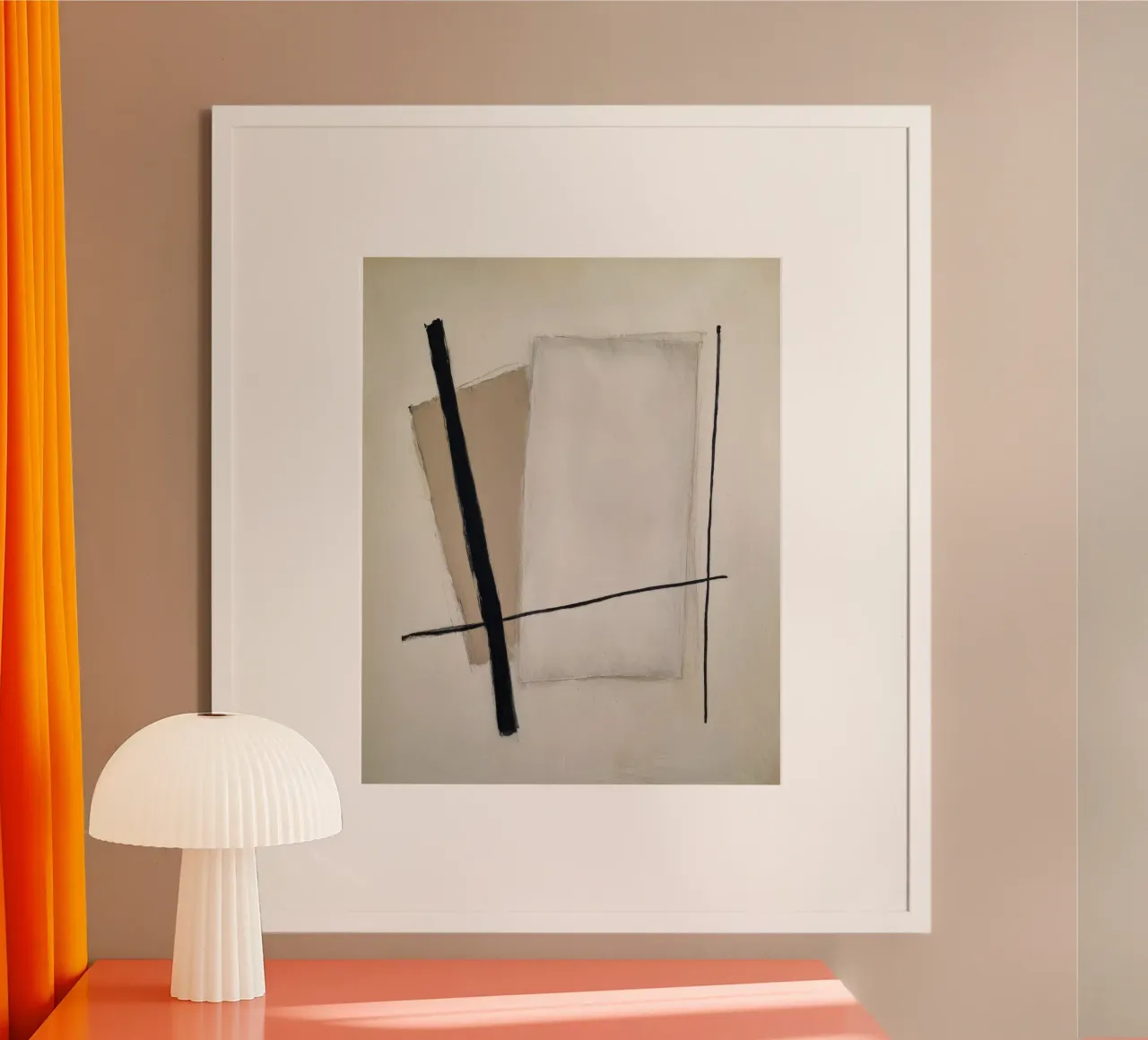 Minimalist Geometric Abstract Painting in Neutral Beige Tone poster by Artbyvo