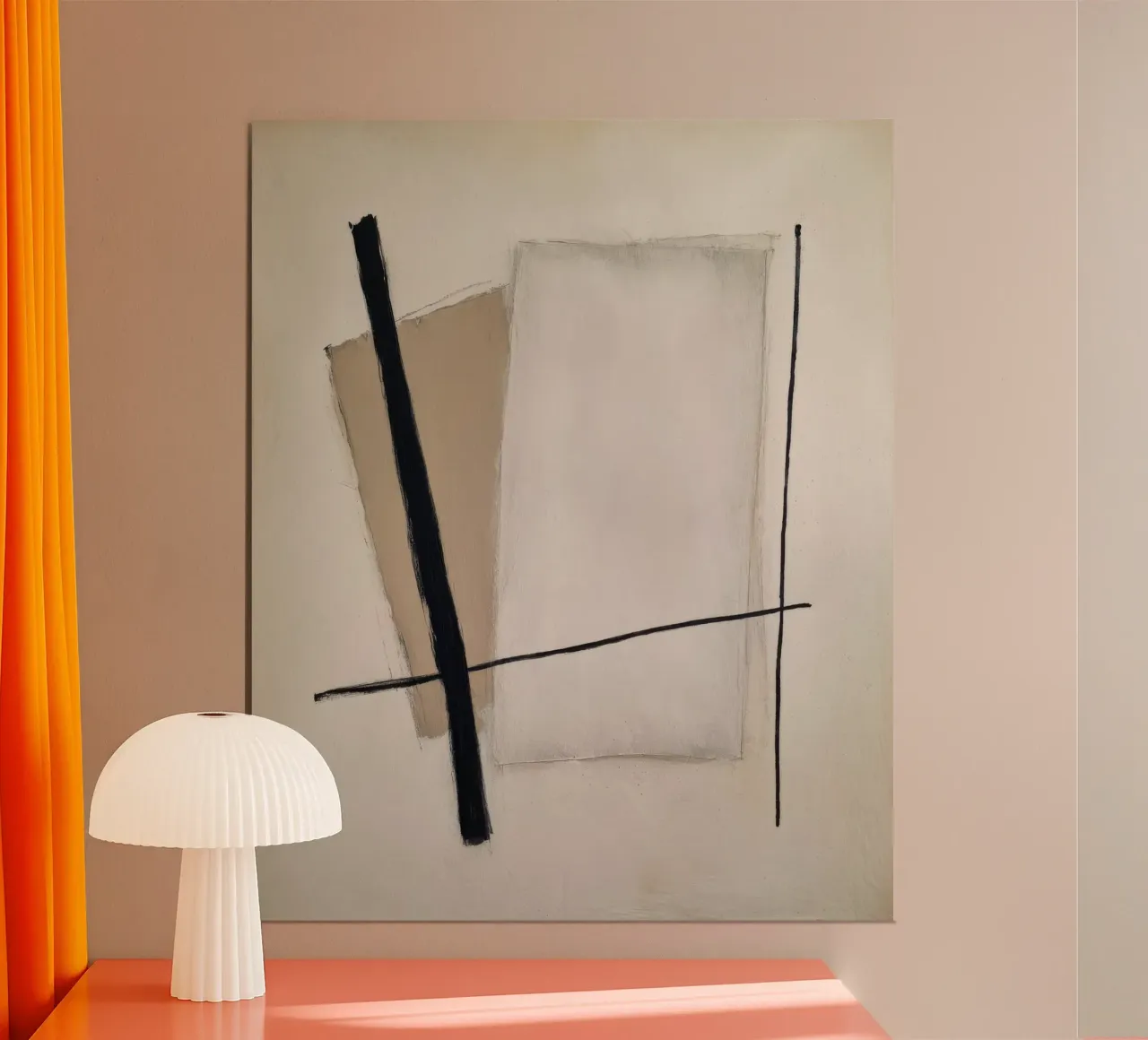 Minimalist Geometric Abstract Painting in Neutral Beige Tone poster by Artbyvo