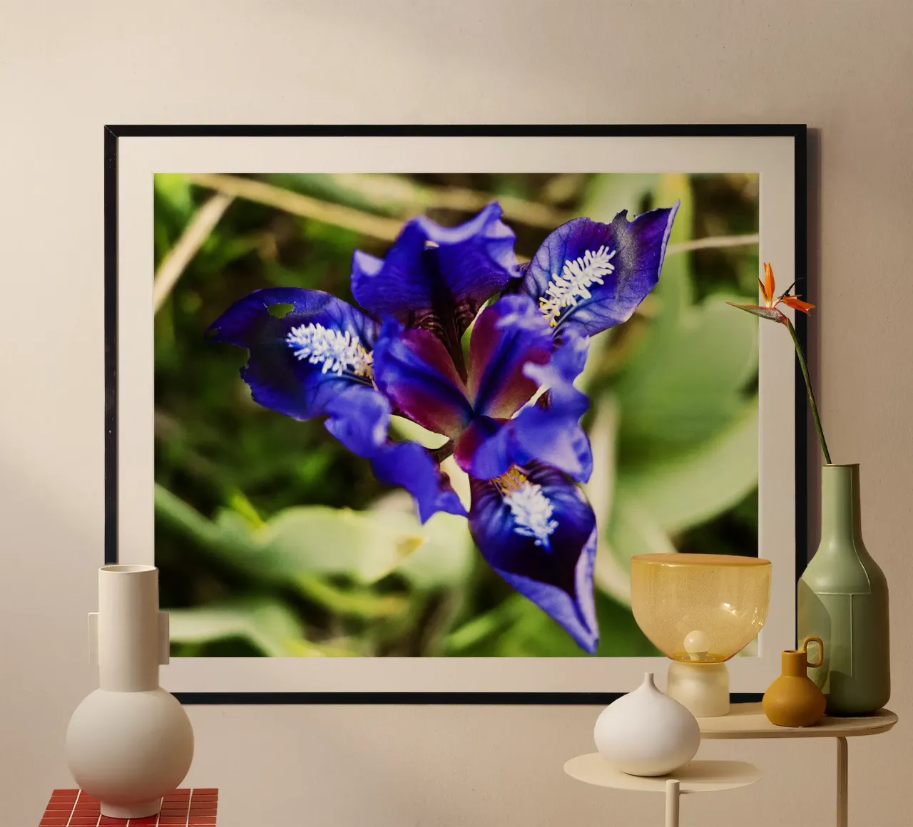 Triangle bleu géométrique - Impression fleurie d'art poster de jay