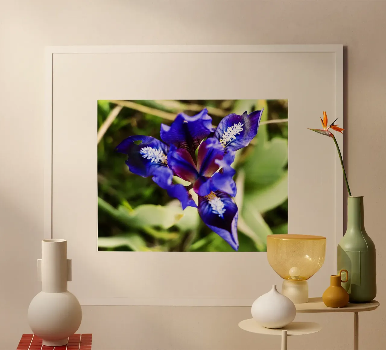 Triangle bleu géométrique - Impression fleurie d'art poster de jay