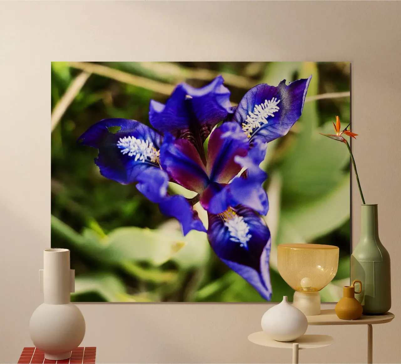 Triangle bleu géométrique - Impression fleurie d'art poster de jay