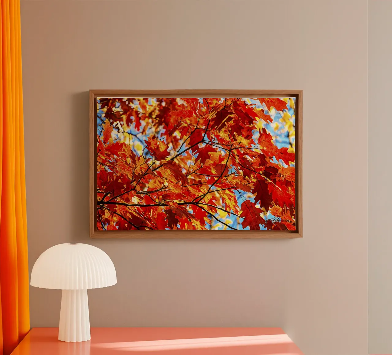 Autumn Blaze – Fiery Fall Leaves Fine Art Print canvas with Floater frame by jay