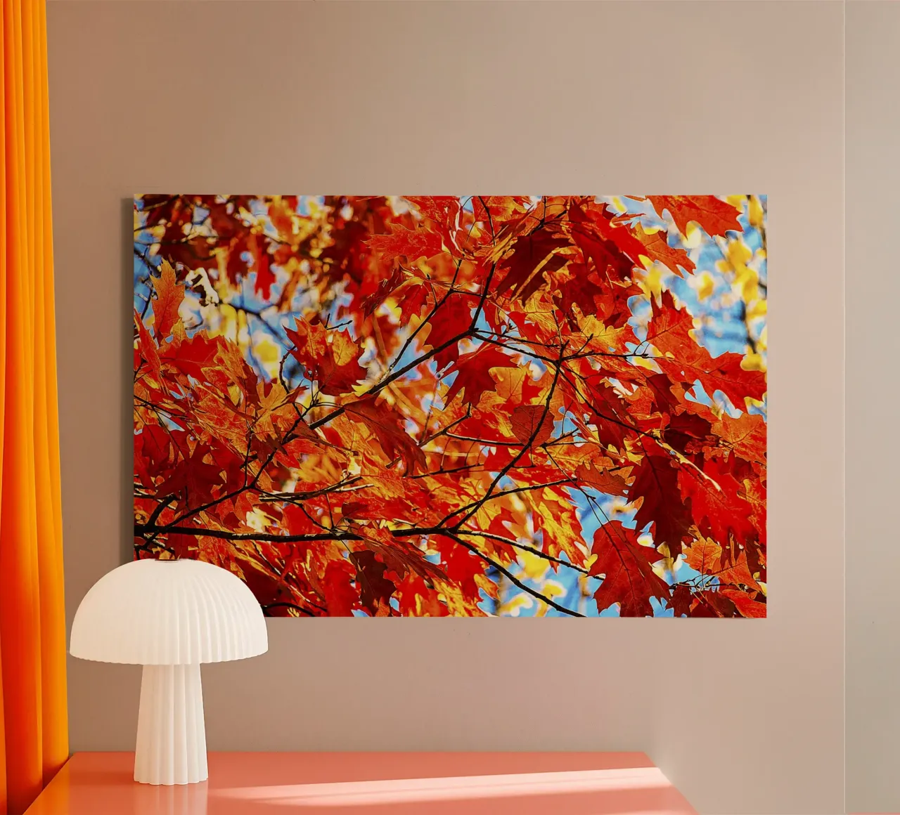 Autumn Blaze – Fiery Fall Leaves Fine Art Print canvas with Floater frame by jay