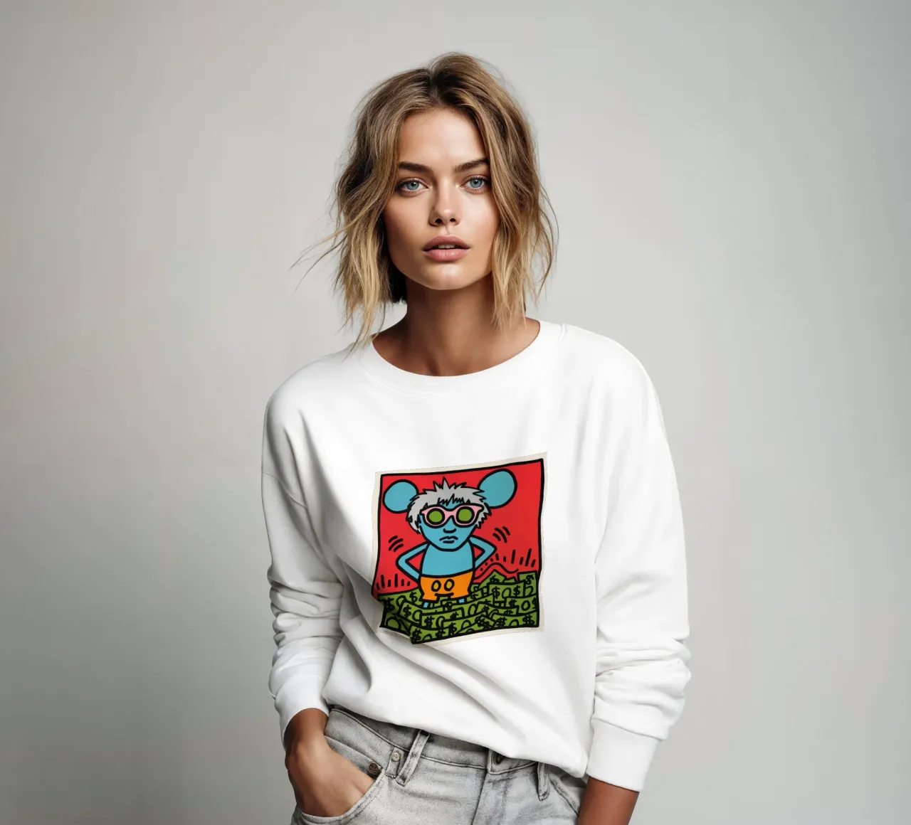 Poster pop art di Keith Haring Andy Mouse felpa da ClubArt