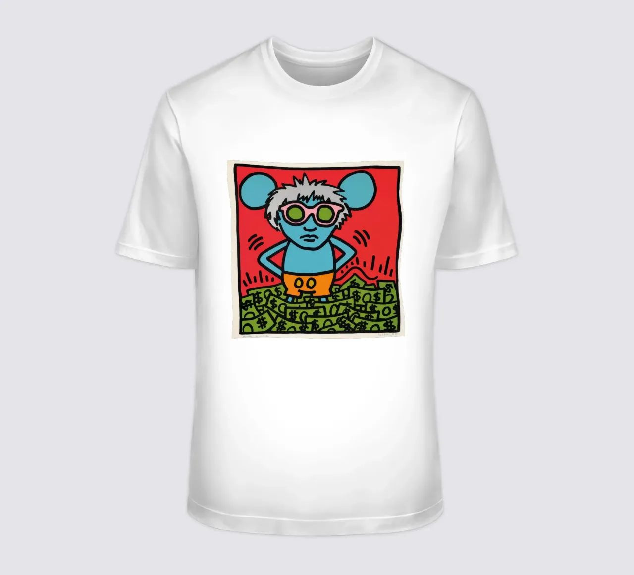 Poster pop art di Keith Haring Andy Mouse t-shirt da ClubArt