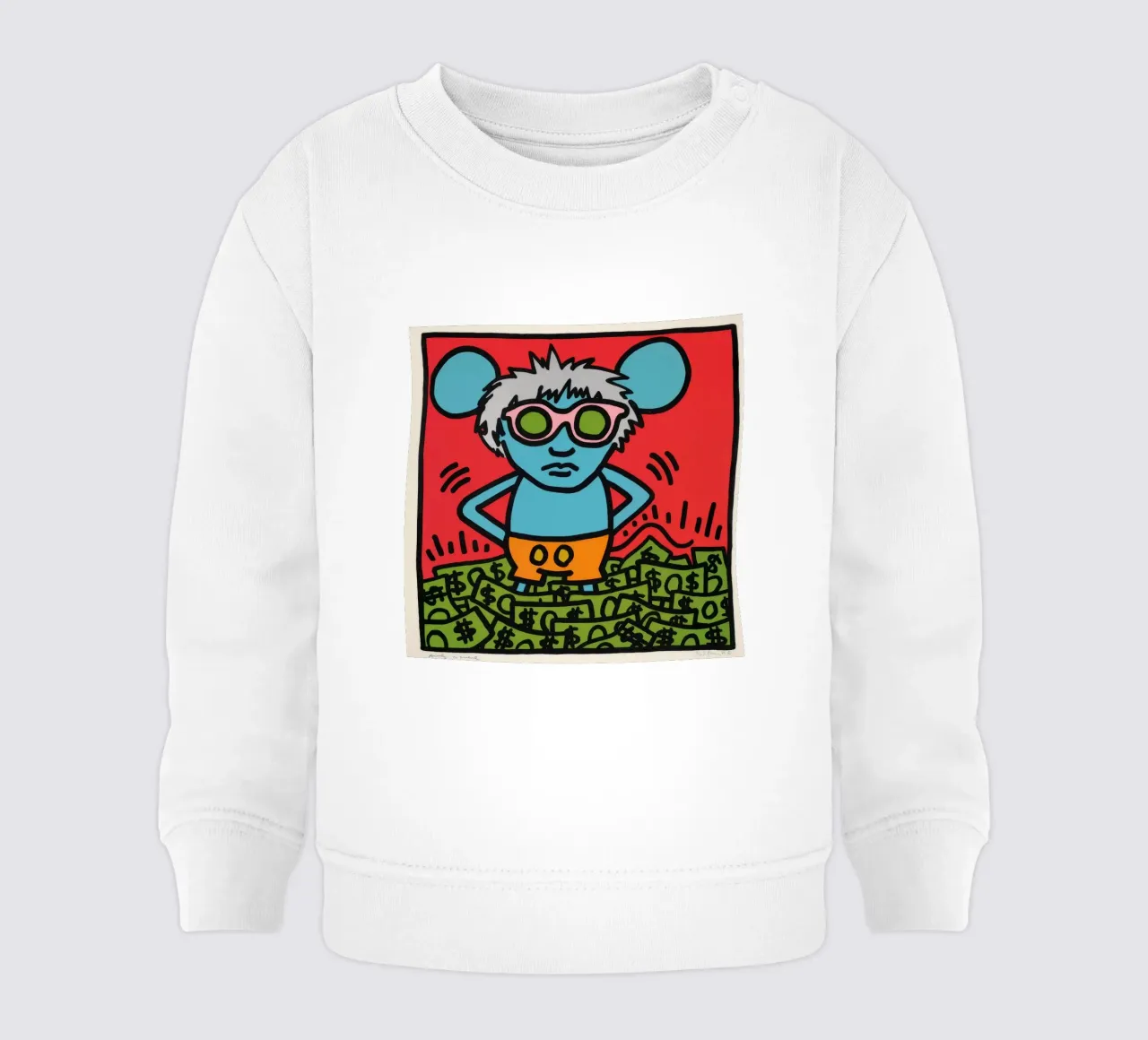Poster pop art di Keith Haring Andy Mouse felpa neonato da ClubArt
