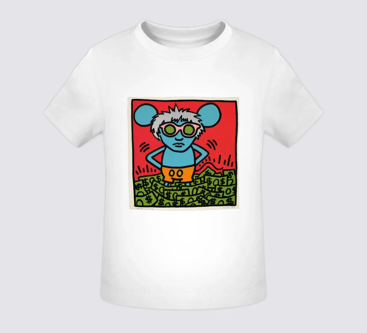 Poster pop art di Keith Haring Andy Mouse maglietta neonato da ClubArt