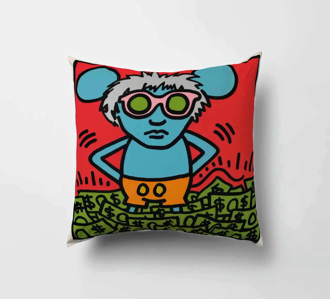 Poster pop art di Keith Haring Andy Mouse cuscino da ClubArt