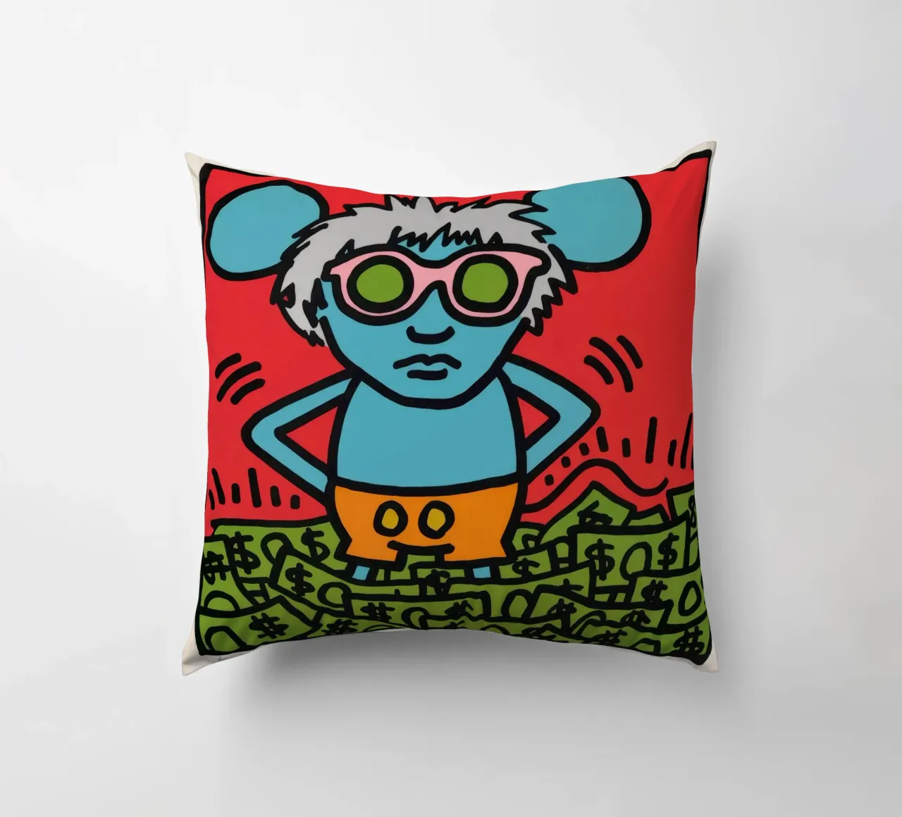 Poster pop art di Keith Haring Andy Mouse cuscino da ClubArt