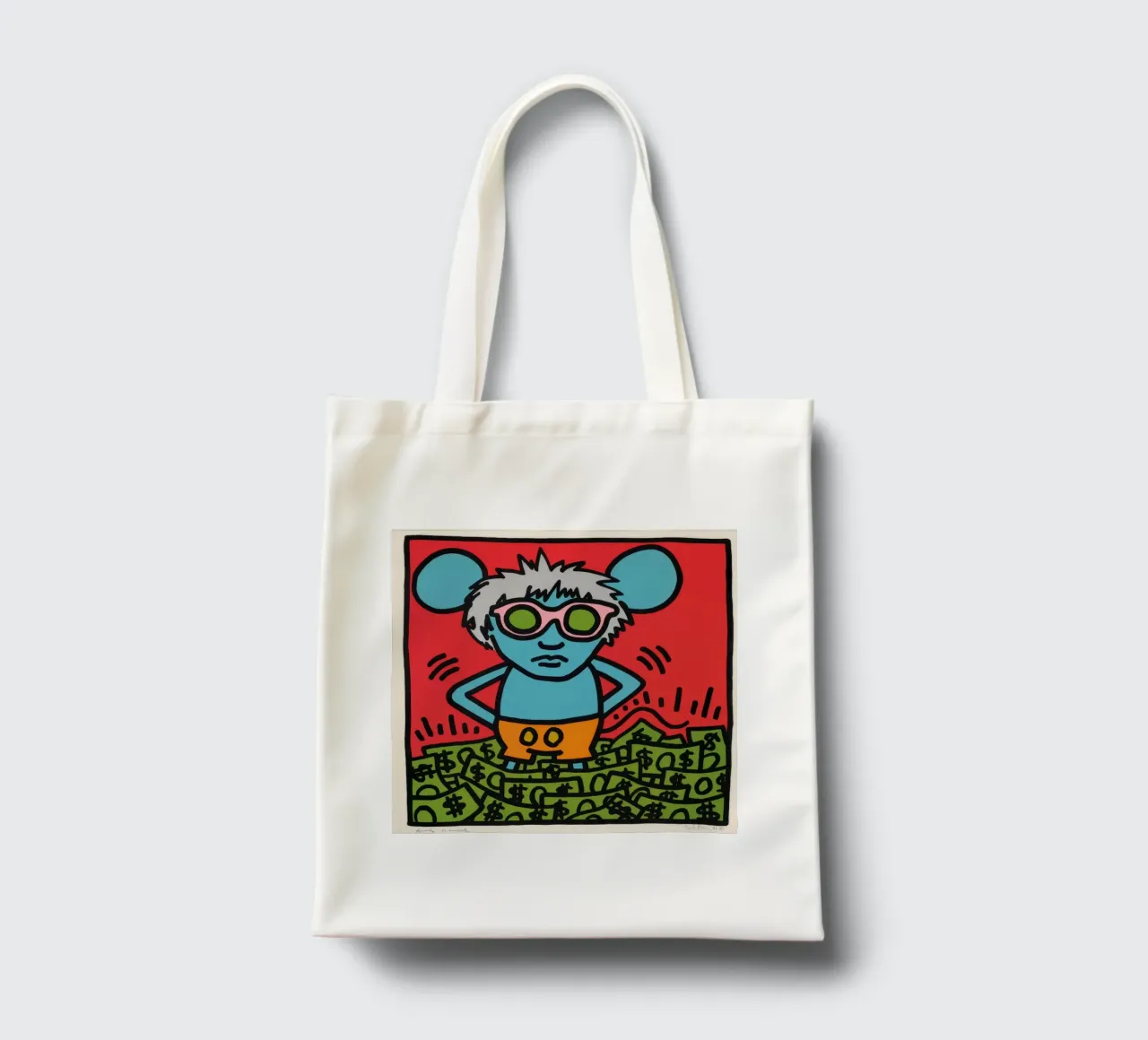 Poster pop art di Keith Haring Andy Mouse borsa in juta da ClubArt