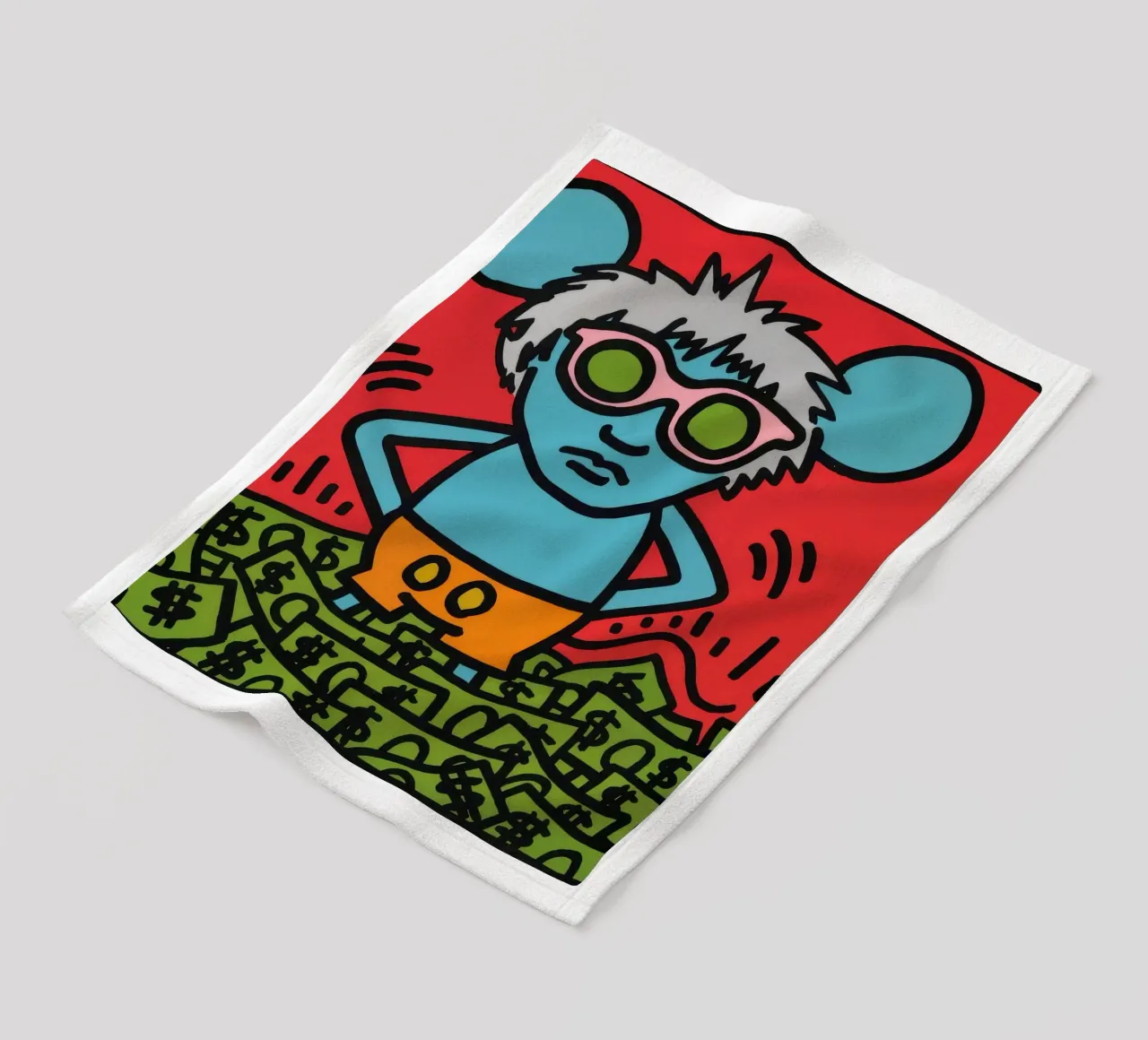 Poster pop art di Keith Haring Andy Mouse coperta in pile da ClubArt